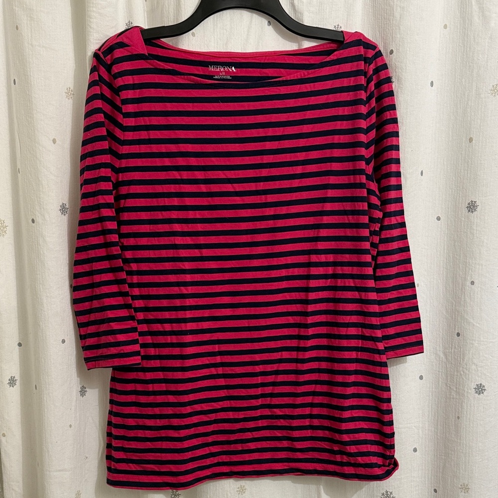 Merona 3/4 Sleeve Breton Striped Tee